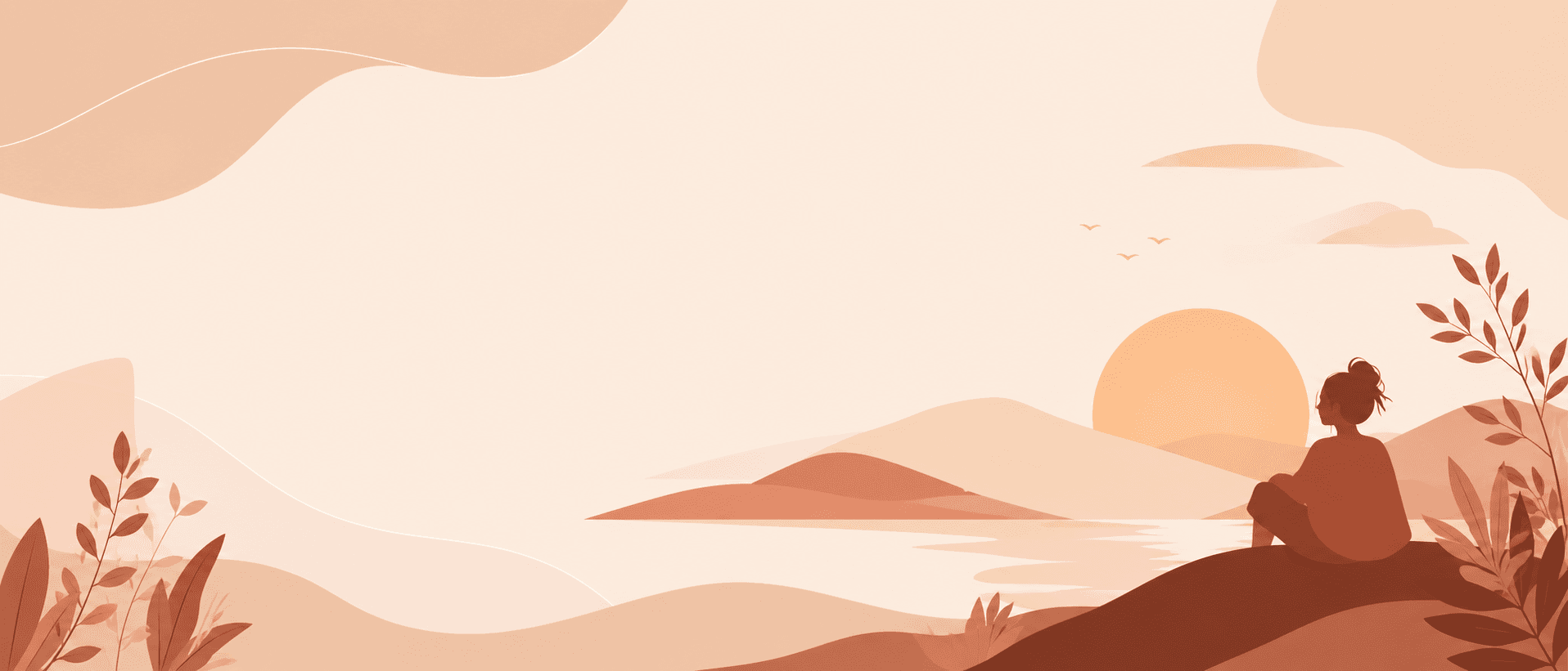 Ilustración cálida de amanecer para terapia online